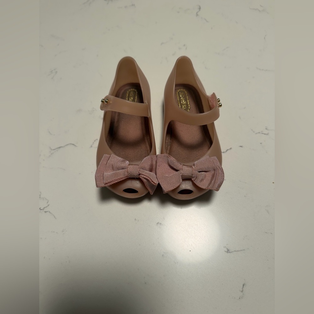 Mini Melissa Kids Pink/Nude Bow Shoes size 7